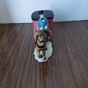 Vintage Ceramic Coach With Horse and Rider Unbranded